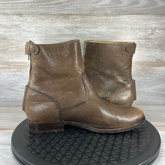 Frye Melissa Button Zip Short Ankle Boots Brown Leather Womens Size 6 - Picture 8 of 9